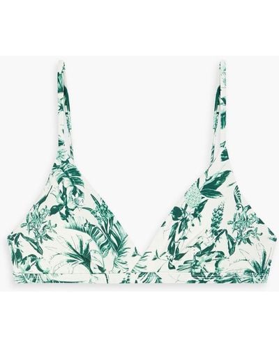 Onia Malin Wrap-effect Printed Bikini Top - Green