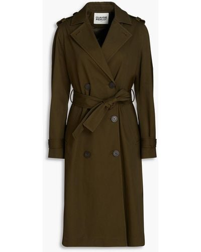 Claudie Pierlot Gailletta Double-breasted Cotton-twill Trench Coat - Green