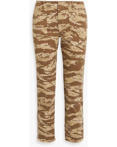 Nili Lotan Jenna Cropped Camouflage Cotton-blend Twill Slim-leg Trousers - Natural