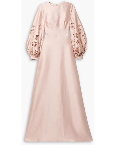 Reem Acra Cutout Mikado-piqué Gown - Pink