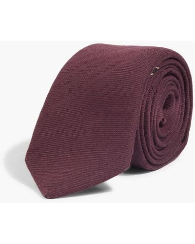 Dunhill Wool And Mulberry Silk-blend Tie - Purple