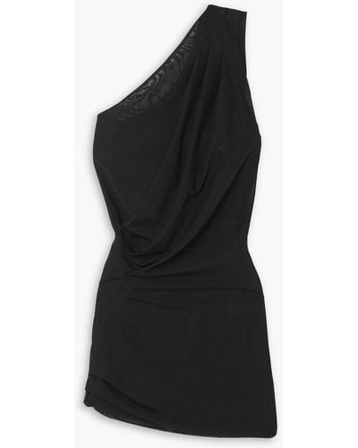 Marysia Swim King One-shoulder Gathered Stretch-tulle Mini Dress - Black