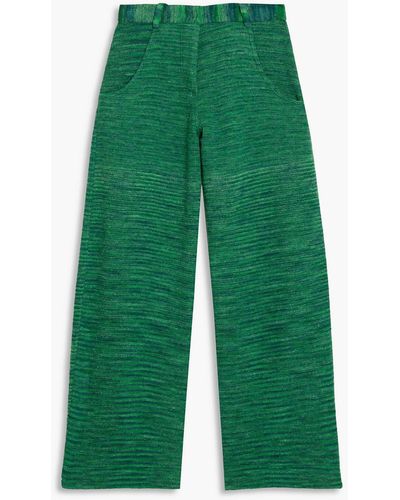 Missoni Brushed Crochet-knit Wide-leg Pants - Green