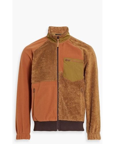 Helmut Lang Patchwork-effect Faux Shearling And Cotton-blend Fleece Jacket - Brown