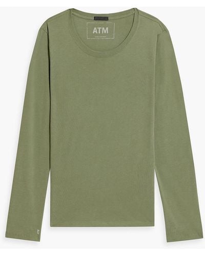 ATM Oberteil aus baumwoll-jersey mit flammgarneffekt - Grün