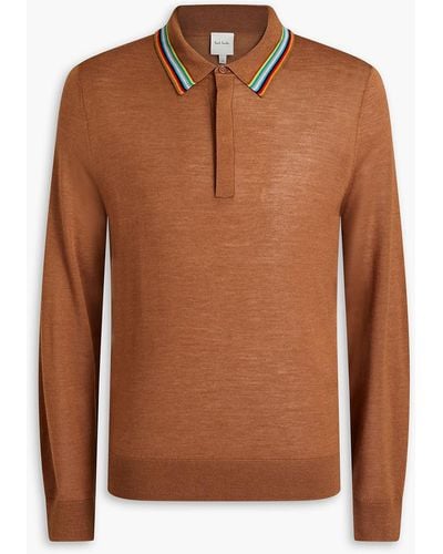 Paul Smith Wool And Silk-blend Polo Sweater - Brown