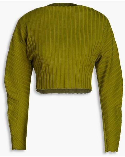 Simon Miller Zippie Cropped Ribbed Jersey Top - Green