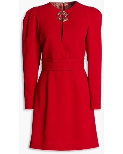 Elie Saab Embellished Crepe Mini Dress - Red