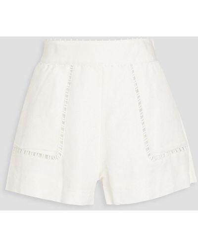 Aje. Lucie Bead-embellished Linen-blend Shorts - White