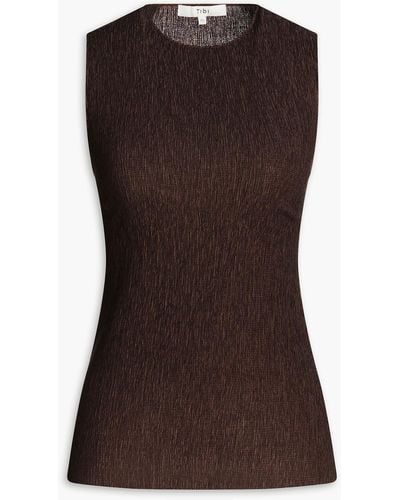 Tibi Lyocell-blend Seersucker Tank - Brown