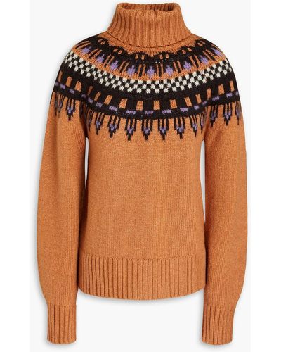 A.L.C. Oakley Fair Isle Wool-blend Turtleneck Jumper - Orange