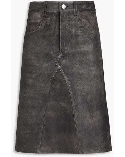 Isabel Marant Fiali Leather Skirt - Grey