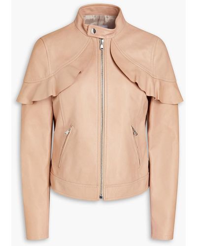 RED Valentino Ruffled Leather Jacket - Natural