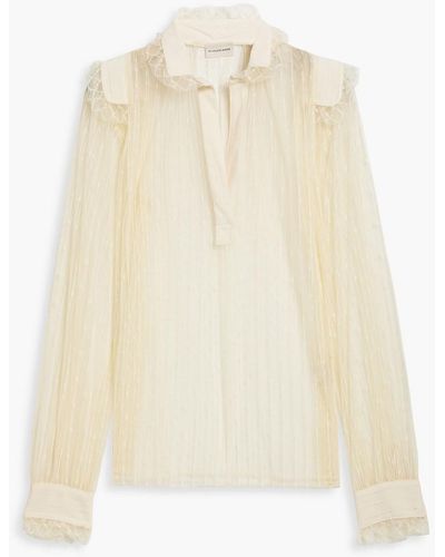 By Malene Birger Ruffled Embroidered Tulle Blouse - White
