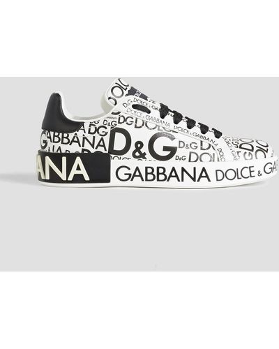 Dolce & Gabbana Logo-print Leather Sneakers - Metallic