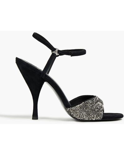 Tory Burch Elodie 105 Embellished Suede Sandals - Black