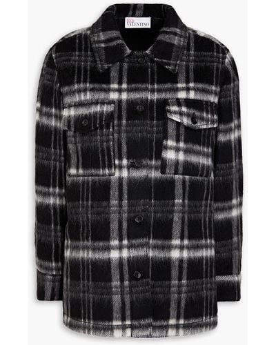 RED Valentino Checked Wool-blend Flannel Jacket - Black