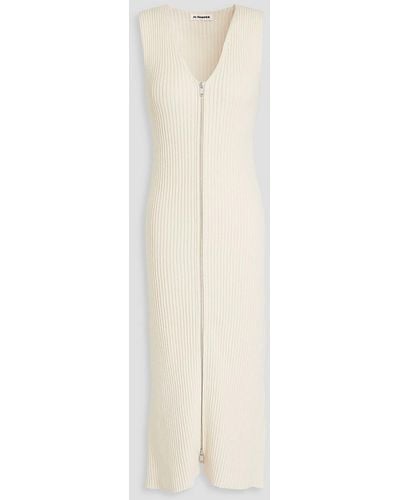 Jil Sander Ribbed Cotton Midi Dress - White
