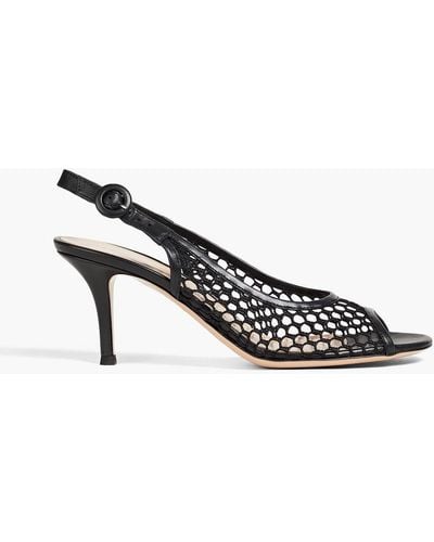 Gianvito Rossi Mesh And Leather Slingback Pumps - Metallic