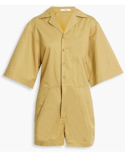 Tibi Pleated Cotton-poplin Playsuit - Yellow