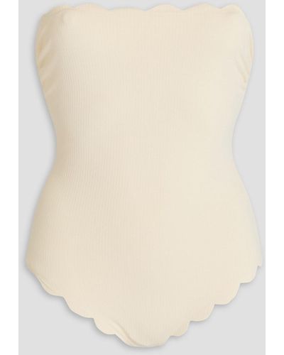 Marysia Swim Chesapeake trägerloser badeanzug aus seersucker mit muschelsaum - Weiß