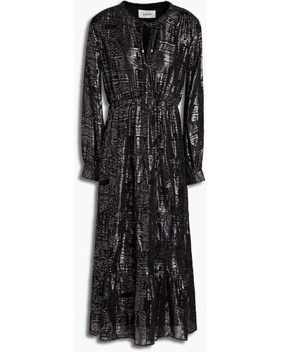 Ba&sh Sophie Metallic Fil Coupé Silk-blend Georgette Midi Dress - Black