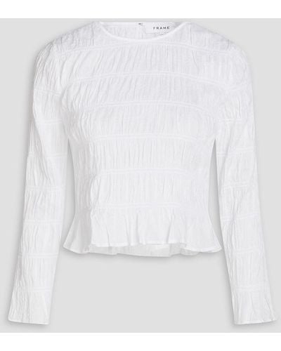 FRAME Shirred Cotton Blouse - White
