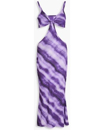 Cult Gaia Kumi Cutout Tie-dyed Stretch-mesh Midi Dress - Purple