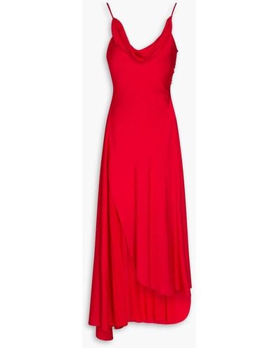 Nicholas Elsie Draped Chiffon And Stretch-silk Satin Maxi Dress - Red