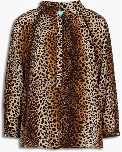 Melissa Odabash Lauri Gathered Leopard-print Voile Blouse - Brown