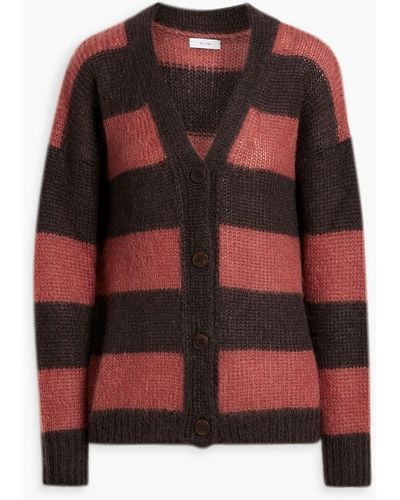 Iris & Ink Lily Striped Mohair-blend Cardigan - Red