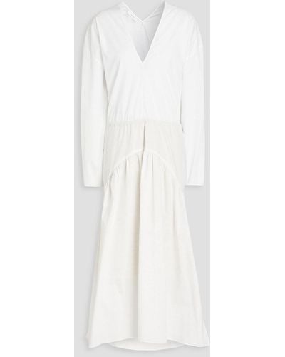Vince Cutout Slub Cotton Midi Dress - White