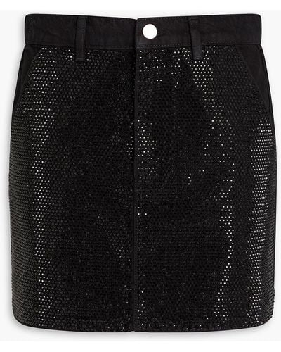 FRAME Crystal-embellished Denim Mini Skirt - Black