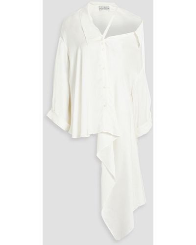 Palmer//Harding Renewal drapiertes hemd aus glänzendem crêpe mit asymmetrischer schulterpartie - Weiß
