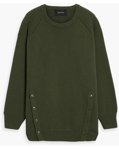 Simone Rocha Button-detailed Wool Sweater - Green