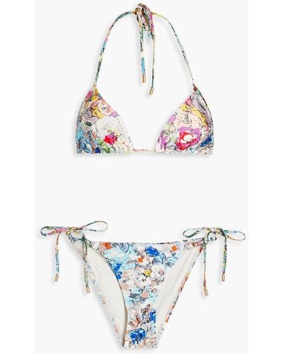 Zimmermann Triangel-bikini mit floralem print - Weiß