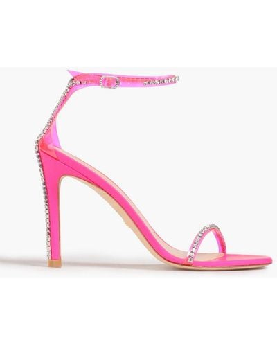 Stuart Weitzman Pvc-trimmed Embellished Leather Sandals - Pink