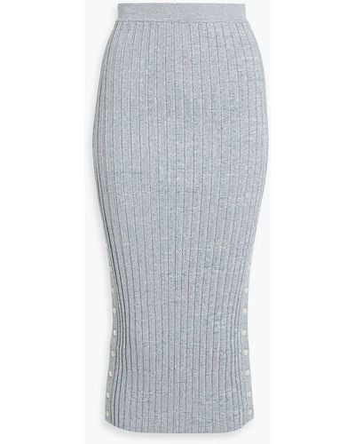 Jonathan Simkhai Ashton Mélange Ribbed-knit Midi Pencil Skirt - Gray