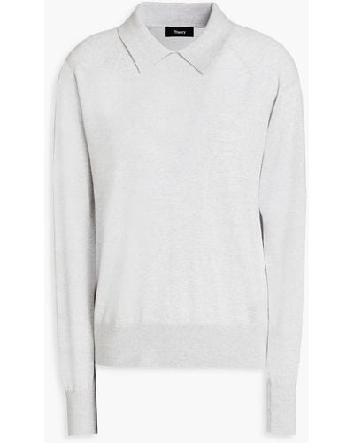 Theory Mélange Merino Wool-blend Sweater - White