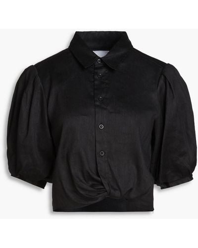 FRAME Twist-front Woven Shirt - Black