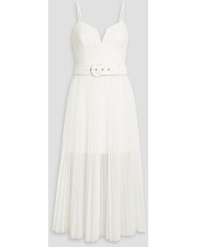 Rebecca Vallance Cyndi Crepe-paneled Point D'esprit Midi Dress - White