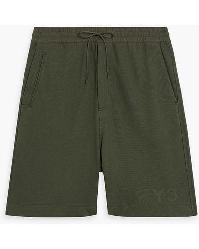 Y-3 Logo-print French Cotton-terry Drawstring Shorts - Green