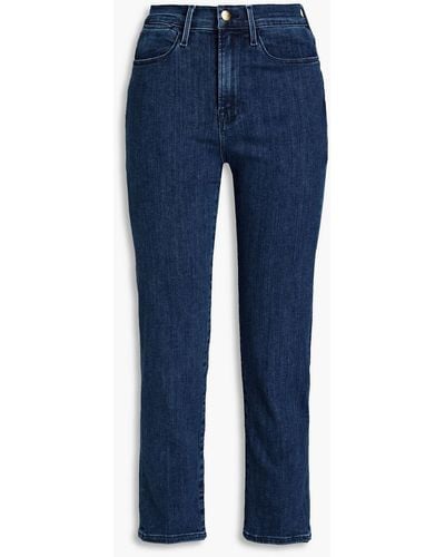 FRAME Kinley Cropped High-rise Straight-leg Jeans - Blue