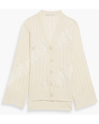 Stella McCartney Lace-trimmed Cashmere And Wool-blend Cardigan - White