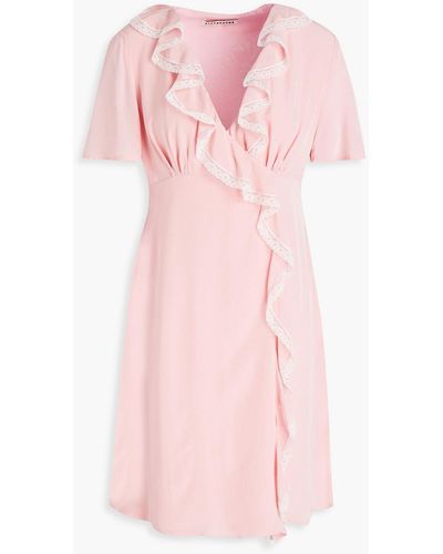 ALEXACHUNG Sherilyn Lace-trimmed Wrap-effect Cady Mini Dress - Pink