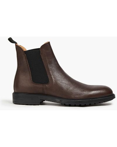 Officine Generale Pebbled-leather Chelsea Boots - Brown