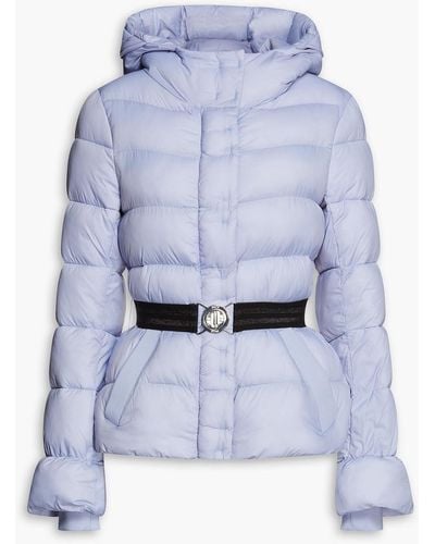 Maje Quilted Belted Shell Hooded Jacket - Blue