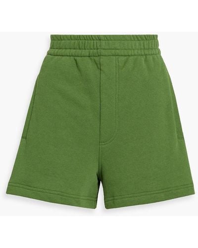 Tibi French Cotton-terry Shorts - Green