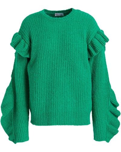 RED Valentino Ruffled Ribbed-knit Sweater - Green