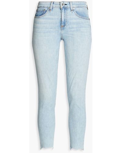 Rag & Bone Halbhohe skinny jeans mit fransen - Blau